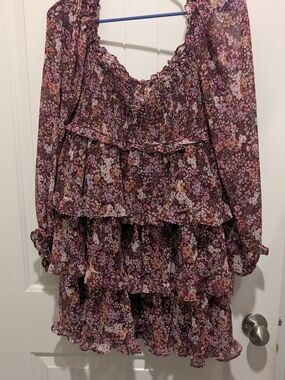 Altar'd State Burgundy Floral Smocked Mini Dress